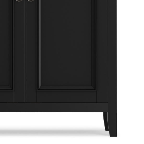 English Elm Amherst Shaker Pine Sideboard Wide Four Door Storage Cabinet for Dining Hallway Black B136P481646