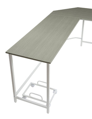 English Elm Bambina L-Shape Corner Computer Desk with Beveled Edge, Durable Metal Frame, Mobile CPU Holder Gray,White 52 L x 22 W x 6 H B2726P265740