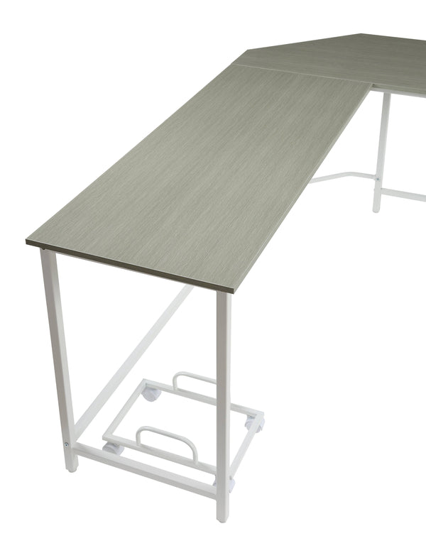 English Elm Bambina L-Shape Corner Computer Desk with Beveled Edge, Durable Metal Frame, Mobile CPU Holder Gray,White 52 L x 22 W x 6 H B2726P265740