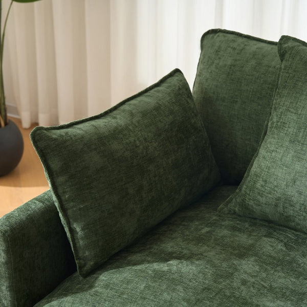 English Elm 39.4" Chenille Club Chair with Ottoman Solid Wood Frame Contemporary Living Room Seat Green W3244P427726