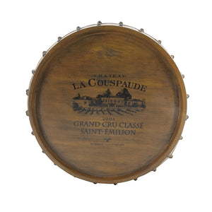 English Elm 20.5x20.5x24" Rustic Napa Wine Barrel Side Table with Hidden Interior Wine Rack, Wood & Iron Bands W2078P324202