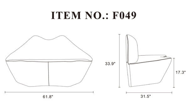 English Elm Kiss Vegan Leather Loveseat with Funky Lip Design, Hardwood Frame, High-Density Foam, Fully Assembled White B365P398101