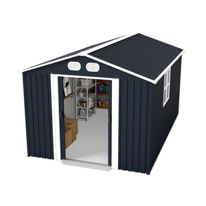 English Elm Campcraft 8x12 Outdoor Metal Storage Shed Lockable Weatherproof Backyard Tool House Dark Gray W1598S00042