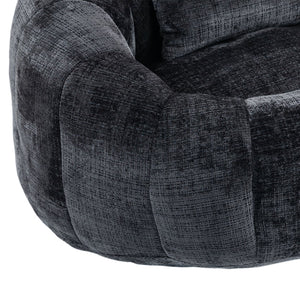English Elm Bean Bean Bag Sofa High-Density Memory Foam Two-Seater Lounger High Back Chenille Cozy Support Black W395P181440