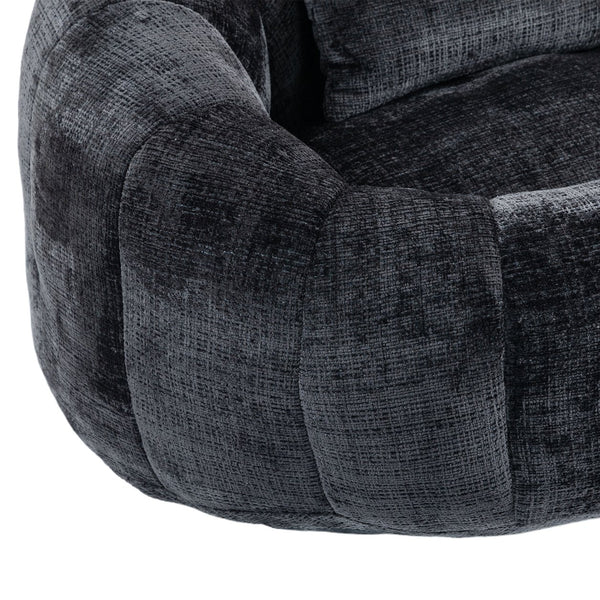 English Elm Bean Bean Bag Sofa High-Density Memory Foam Two-Seater Lounger High Back Chenille Cozy Support Black W395P181440