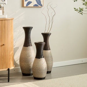 English Elm Desktop PVC Vase Set of 3 Decorative Tall Floor and Table Vases—Modern Durable Artful Accents for Home Black White,Coffee W2796P261483