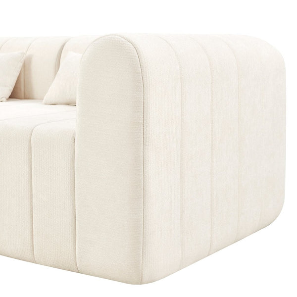 English Elm 145.5 Inch Four Piece Modular Sectional Sofa Beige Polyester Low Profile Living Room N767P346281B