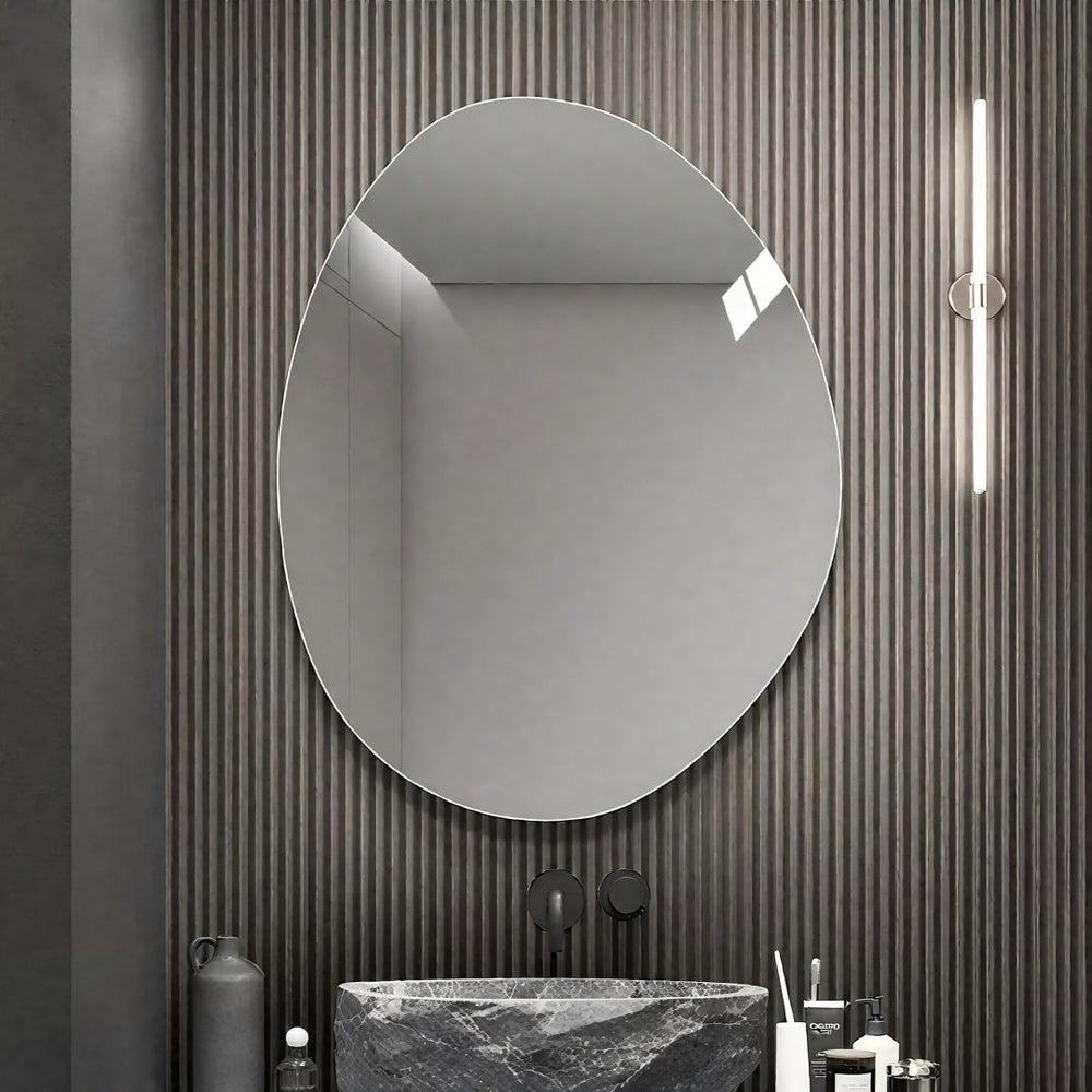 English Elm 40 Inch Asymmetrical Frameless Bathroom Mirror Hd Silver Glass Frosted Edge Vanity W2709P433557