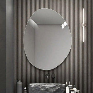 English Elm 40 Inch Asymmetrical Frameless Bathroom Mirror Hd Silver Glass Frosted Edge Vanity W2709P433557