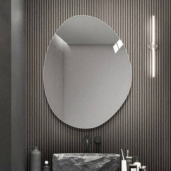 English Elm 40 Inch Asymmetrical Frameless Bathroom Mirror Hd Silver Glass Frosted Edge Vanity W2709P433557