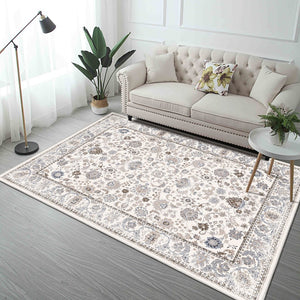 English Elm Area Rug 6X9 Vintage Bohemian Non-Slip Floral Design In Light Khaki/Beige - Washable & Durable! W2907P265118