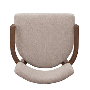 English Elm Christopher Knight Home® - Mid Mid Century Modern Boucle Dining Chairs with Wood Frame, U-Shape Arms, High-Density Foam Comfort khaki,Walnut N771P331337T