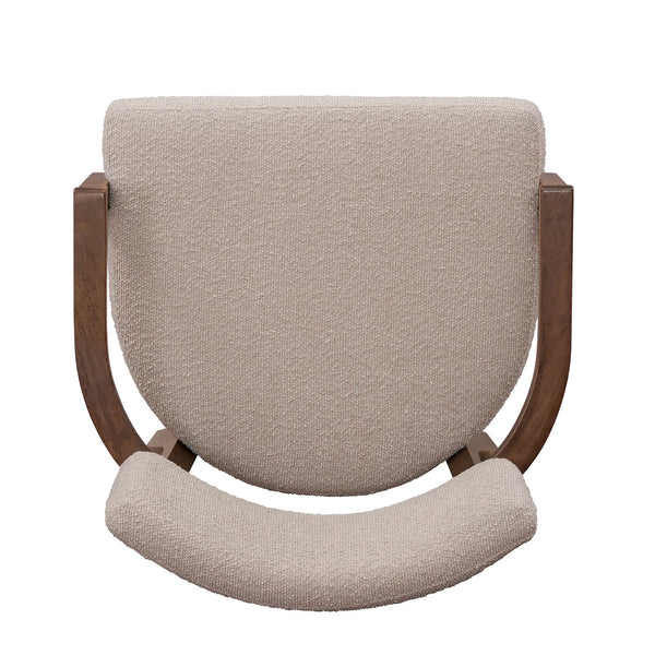 English Elm Christopher Knight Home® - Mid Mid Century Modern Boucle Dining Chairs with Wood Frame, U-Shape Arms, High-Density Foam Comfort khaki,Walnut N771P331337T