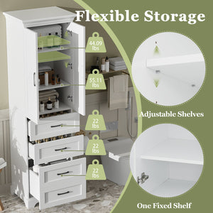 English Elm 71.6" Free-Standing Bathroom Vanity with Soft-Close Doors, 3 Drawers, Adjustable Shelves, White Finish N729P335599K