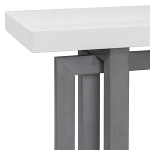 English Elm U_style Farmhouse Console Table with Three Drawers Open Shelf Entryway Organizer Dark Gray+White N711P410422M