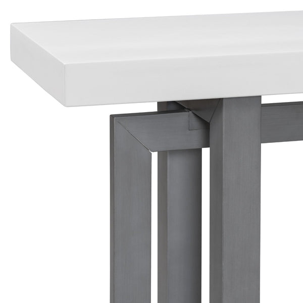 English Elm U_style Farmhouse Console Table with Three Drawers Open Shelf Entryway Organizer Dark Gray+White N711P410422M