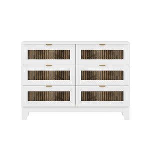 English Elm 4-pieces Farmhouse Queen Bedroom Set with Platform Bed Dresser and Storage Nightstands White N733S333812K