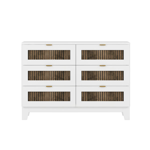 English Elm 4-pieces Farmhouse Queen Bedroom Set with Platform Bed Dresser and Storage Nightstands White N733S333812K