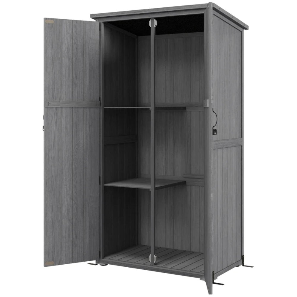 English Elm Coffee Table Outdoor Towel Storage Cabinet Pe Rattan Steel Frame Poolside Organizer Gray T3971P469710