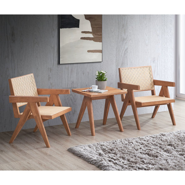 English Elm Natural Accent Table with Rustic Rubberwood Finish, Sturdy Legs, Versatile Rectangular Surface for Home Decor B062P209121