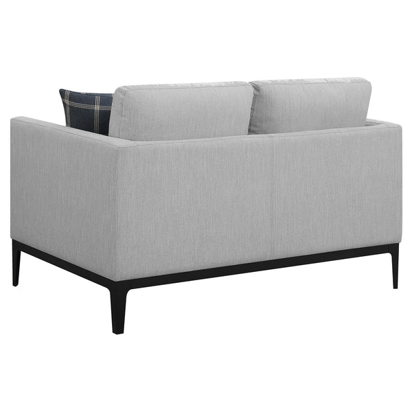 English Elm Montauk Contemporary Light Grey Sofa & Loveseat Set with Black Exposed Frame, Plush Track Arms Comfort B062S01160