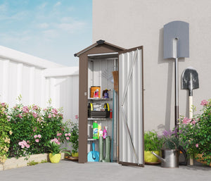 English Elm Campcraft Galvanized Iron Compact Outdoor Storage Shed with Locking Door Weather Resistant W1598P283840