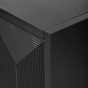 English Elm U_STYLE Sleek Storage Cabinet Sideboard with Vertical Line Design, 63" MDF Buffet for Living Room Entryway Study Black N711P205933B