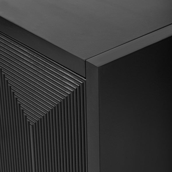 English Elm U_STYLE Sleek Storage Cabinet Sideboard with Vertical Line Design, 63" MDF Buffet for Living Room Entryway Study Black N711P205933B
