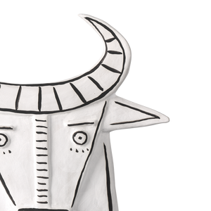 Frank the Bull - Unique Handmade Porcelain Vessel with Whimsical Black Details - 11" Contemporary Art