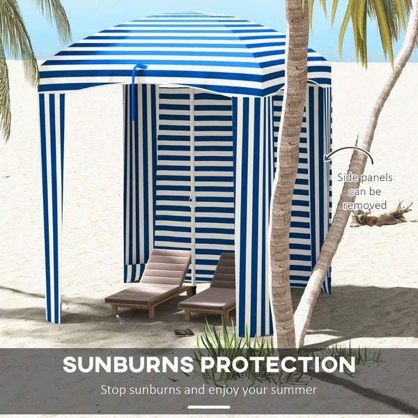 English Elm Outsunny 5.9' X 5.9' Portable Beach Umbrella Cabana With Uv Protection, Vents, Sandbags & Carry Bag W2225P174271-GIGA