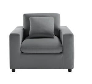 English Elm Caylie Modern Armchair with Plush Down-Fiber Cushions, Removable Covers, Solid Wood Legs Charcoal B050P409001