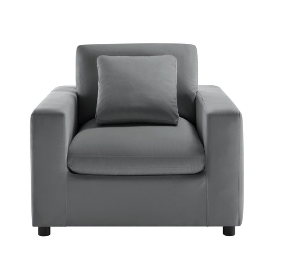 English Elm Caylie Modern Armchair with Plush Down-Fiber Cushions, Removable Covers, Solid Wood Legs Charcoal B050P409001