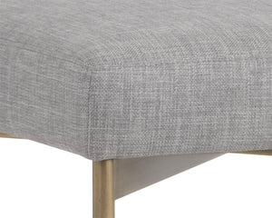 Sunpan Seneca Dining Chair Set of 2 - Modern Open Back Design with Stylish Steel Frame for Contemporary Homes Antique Brass / Arena Cement