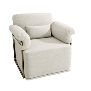 English Elm 360 Degree Square Swivel Accent Chair - Plush Upholstered Lounge Armchair With Gold Legs For Any Space W2012P319072