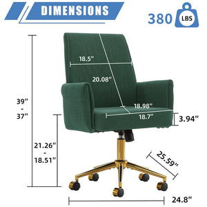 English Elm Mid-back Striped Fabric Office Chair with Gold Base Ergonomic Memory Foam Lumbar Green W2311P420442