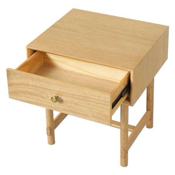 English Elm Charming Solid Wood Nightstand Brass Knob Drawer Scandinavian Minimalist Bedroom N758P386959N