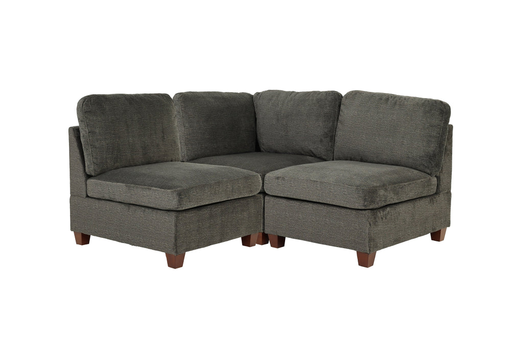English Elm Modular 3-Piece Gray Chenille Set - Versatile Seating For Lounging, Entertaining, And Cozy Spaces B089S00003