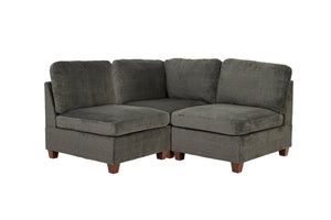 English Elm Modular 3-Piece Gray Chenille Set - Versatile Seating For Lounging, Entertaining, And Cozy Spaces B089S00003
