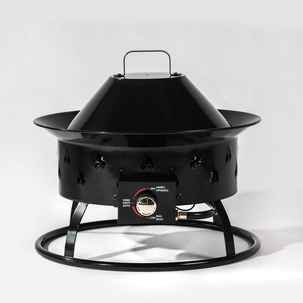 English Elm 19" Portable Propane Fire Pit 50000 BTU Stainless Burner Lava Rocks Electronic Ignition Black W853P202205