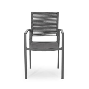 English Elm Christopher Knight Home® - Outdoor Modern Aluminum Dining Chair with Handcrafted Rope Weave, Weather-Resistant Patio Seating Set DARK GREY 70660.00DGRY