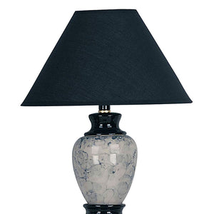 English Elm 13" Elegant Urn-Shaped Ceramic Table Lamp With Black Marble Finish & Burgundy Linen Shade For Cozy Ambiance B072116108
