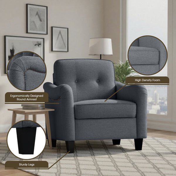 English Elm 3 Piece Living Room Sofa Set - Modern Comfort With Durable Upholstery, Perfect For Apartments & More! W680S00084