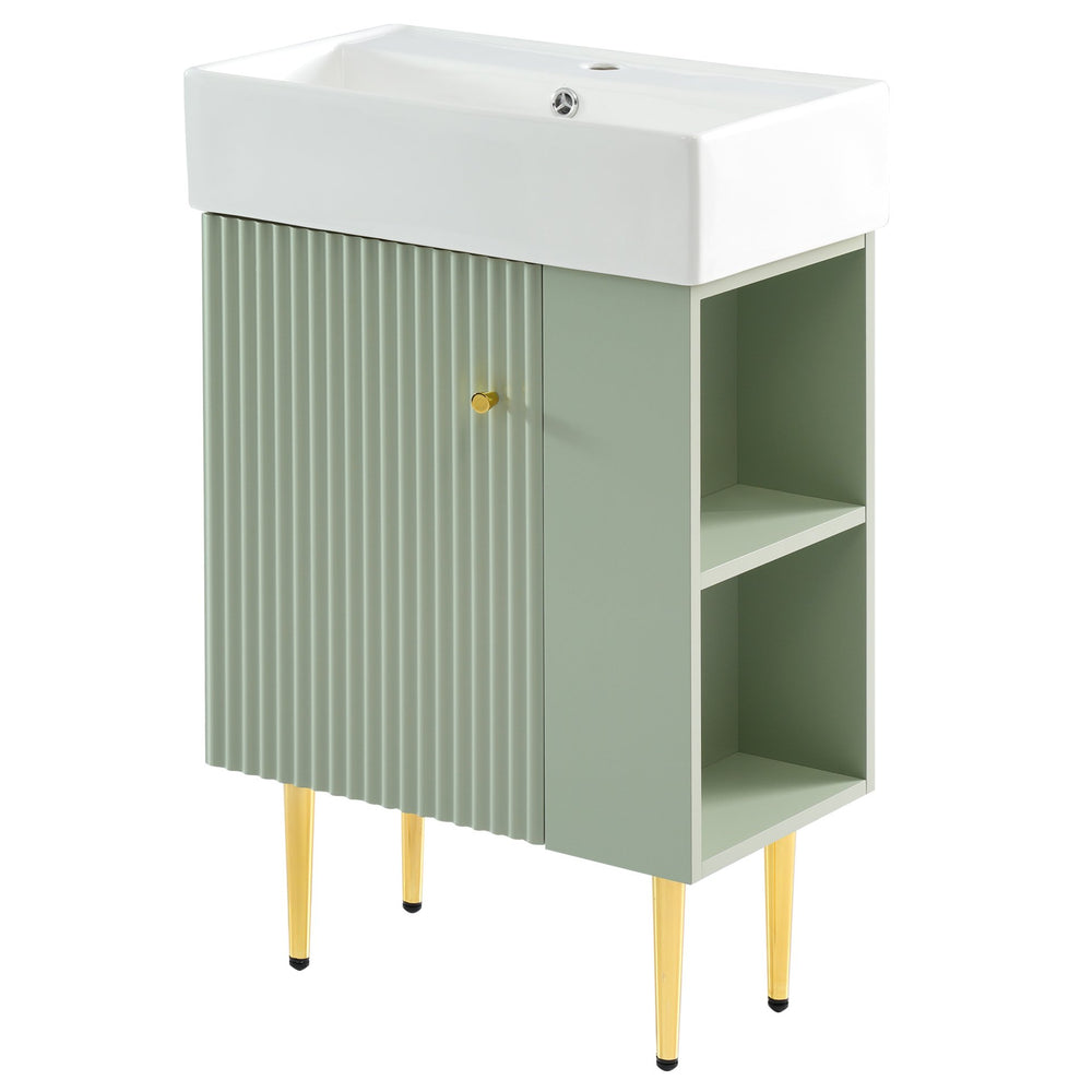 English Elm [Cabinet Only] 21.6" Green Bathroom Vanity Cabinet with MDF Construction, Soft-Close Doors & Spacious Storage N729P170365F