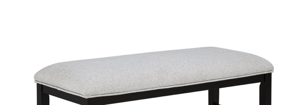 English Elm 1pc Upholstered Bench with Neutral Fabric and Dark Wood Legs for Stylish, Comfortable Dining Room Seating Black,Light Gray 18.25 L x 42 W x 6.25 H B2741P370415