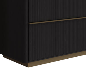 Sunpan Kalla Dresser - Elegant Oak Design with Gold Steel Base, Soft Closing Drawers, and Unique Texture Charcoal