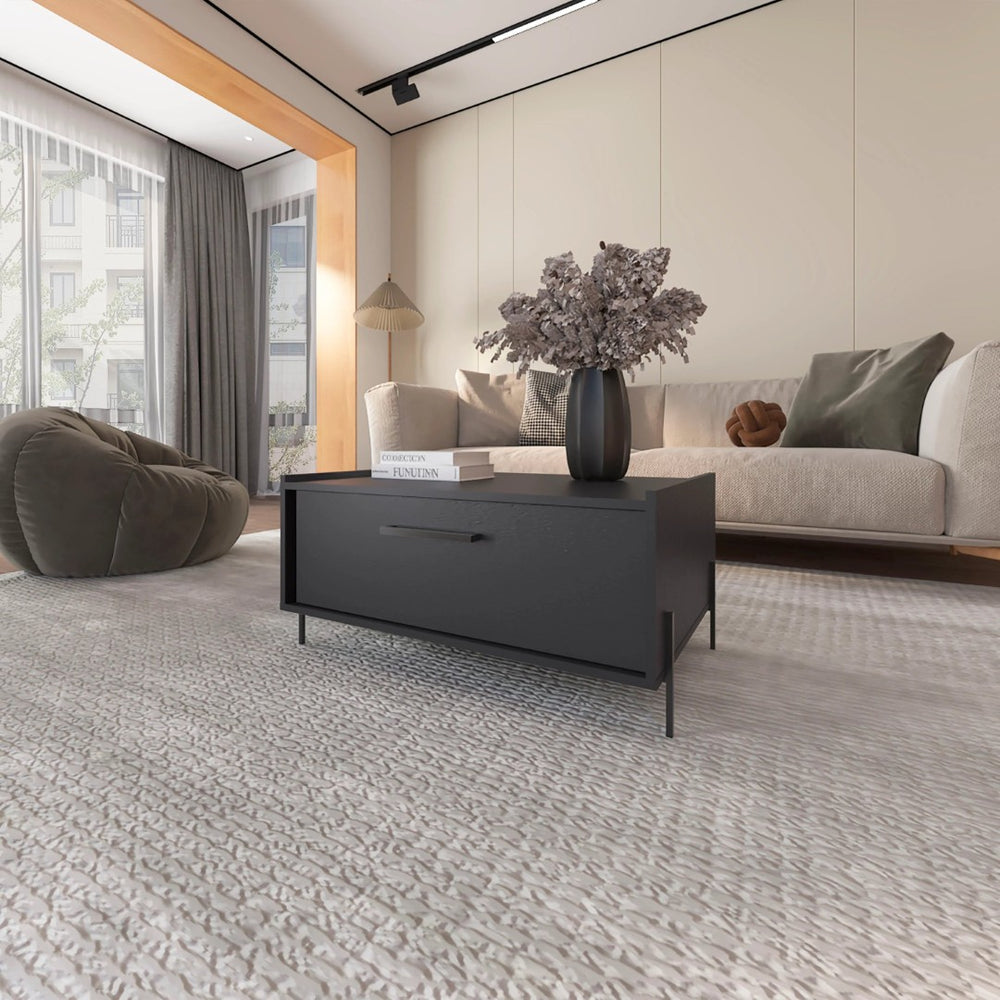 English Elm Wenge Modern Coffee Table With Concealed Storage, Scratch-Resistant Finish For Stylish Living Spaces B062P252207-GIGA