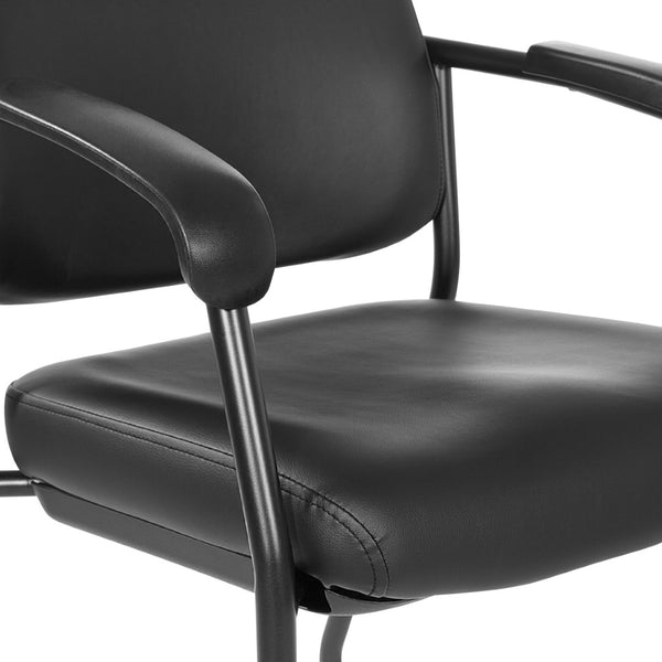 OSP Home Furnishings Padded Visitor Chair with Lumbar Support and Pu Armrests for Modern Office Reception 83710B-R107