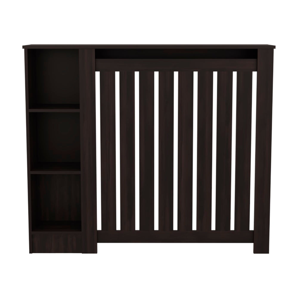 English Elm Tempest Wengue Radiator Cover with Open Shelving for Hallways and Living Rooms B128P343769