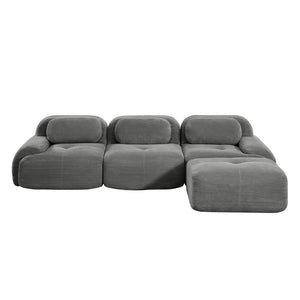 English Elm L-shaped Modular Corduroy Sectional Sofa Ergonomic Low Profile Living Room Seating Grey W714S01267