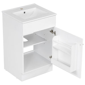 English Elm Christopher Knight Home® - 20" Bathroom Vanity with Ceramic Sink and Soft-Close Door, Gold Knob, Adjustable Shelf Storage White N759P237946K